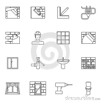 Home repair icons outline Vector Illustration