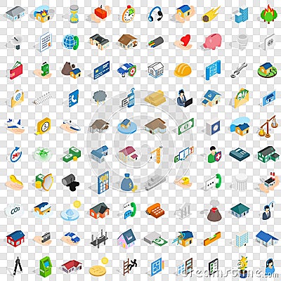 100 home repair icons set, isometric 3d style Vector Illustration