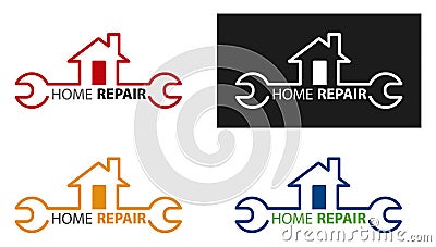 Creative Home Construction Concept Logo Design Template. Home Repair Logotype. House maintenance concept Vector Illustration