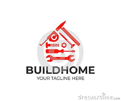 Home repair logo design. House building tools vector design Vector Illustration