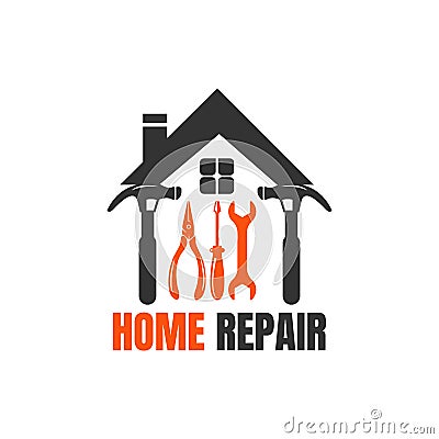 Home Repair Logo Template with handyman tools symbol Vector Illustration