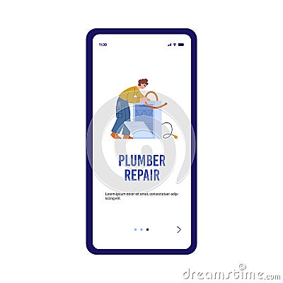Home repair onboarding mobile app page template, flat vector illustration. Vector Illustration