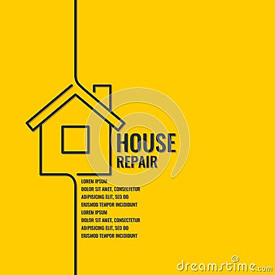 Home repair. The original poster in a flat linear style. Vector Illustration