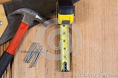 Home Repair Tools for Wooden Shingle Roof Stock Photo