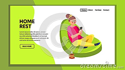 Home Rest Beanbag With Drink Cup And Phone Vector Vector Illustration