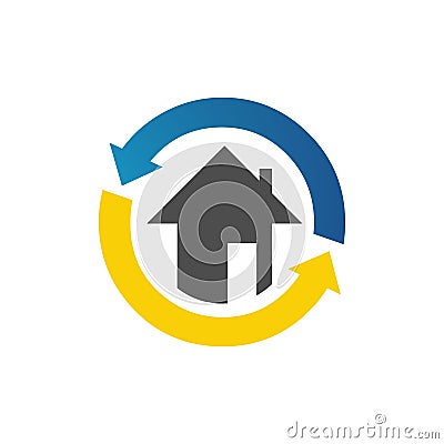 home restoration logo design after disaster repair property maintenance house renovation icon Vector Illustration