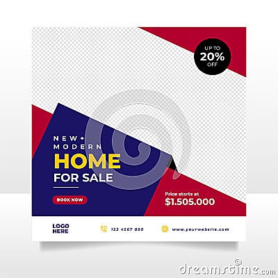 Home sale social media post banner template Vector Illustration