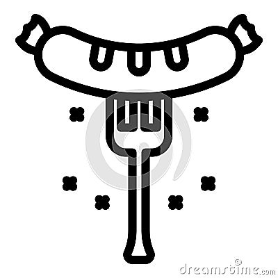 Home sausage fork icon, outline style Vector Illustration
