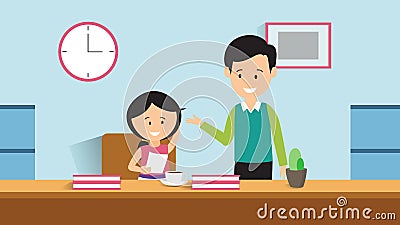 Home schooling concept Cartoon Illustration