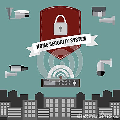 Home security cctv cam system design Vector Illustration