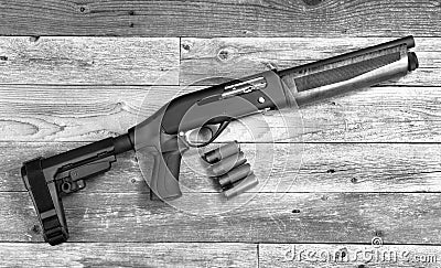 Home Security Firearm Shotgun Stock Photo