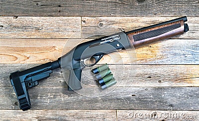 Home Security Firearm Shotgun Stock Photo