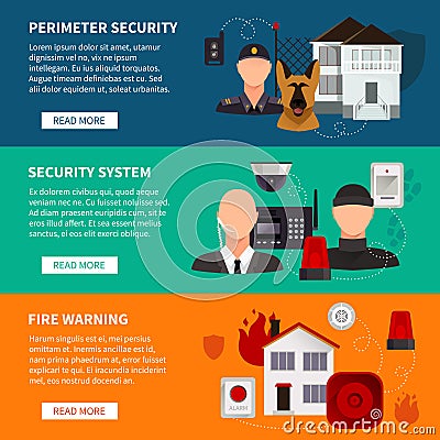 Home Security Horizontal Banners Vector Illustration