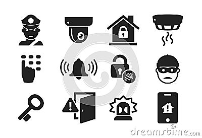 Home security icon set 01 Vector Illustration