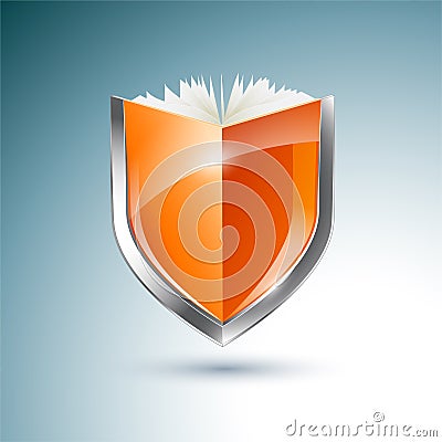 Home security silver and blue shield Vector Illustration