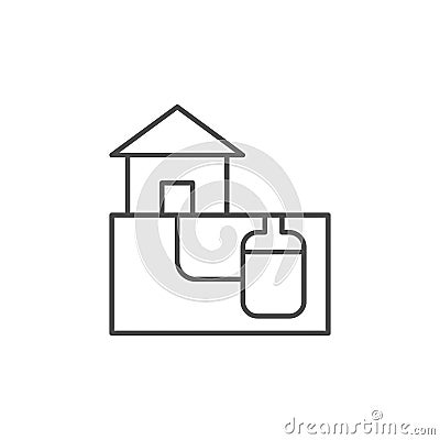 Home sewerage system line outline icon Vector Illustration