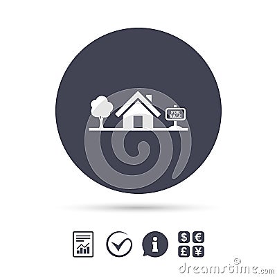 Home sign icon. House for sale. Broker symbol. Vector Illustration