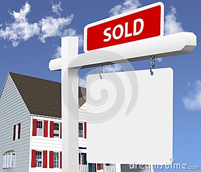 Home SOLD Real Estate Sign Cartoon Illustration