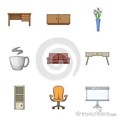 Home stool icons set, cartoon style Vector Illustration
