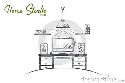 Home studio concept. Hand drawn isolated vector. Vector Illustration