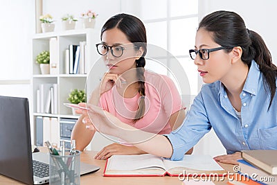 Home studying teacher using e-learning system Stock Photo