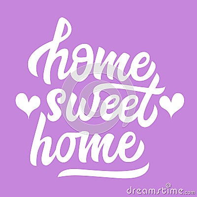 Home sweet home black lettering isolated with hearts Vector Illustration