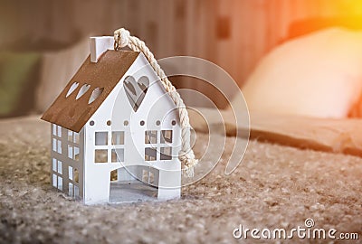 Home sweet home house model on fabric Stock Photo
