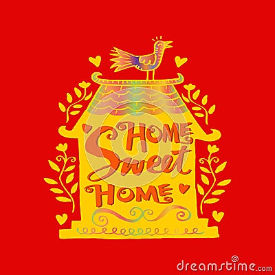 Home sweet home postcard. Cartoon Illustration