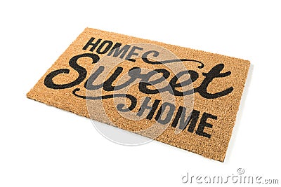 Home Sweet Home Welcome Mat Isolated on White Stock Photo