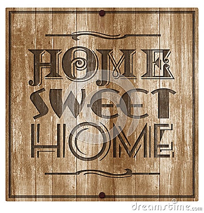 Home Sweet Home Wood Engraved Plaque Sign Stock Photo