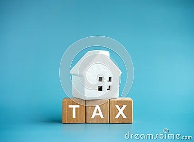 Home tax concept, residential or real estate property, land and building annual taxation. Stock Photo