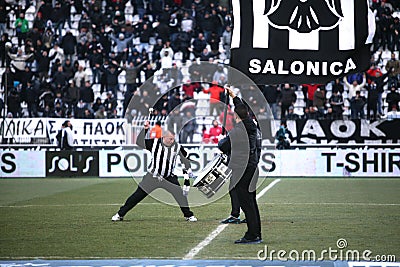 The home team's fans of PAOK Editorial Stock Photo