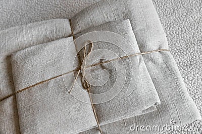 Home textiles minimalism, linen bed linen Stock Photo