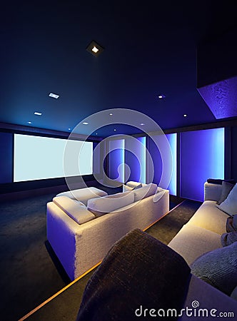 Home theater, luxury interior Stock Photo