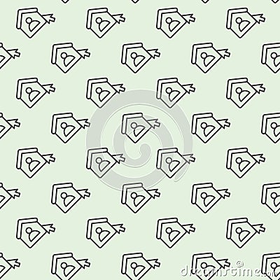 Home user and mouse cursor line seamless pattern, remote work theme. Vector graphics. User house with mouse pointer sign Vector Illustration