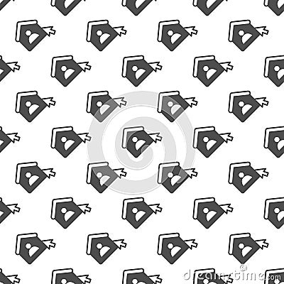 Home user and mouse cursor solid seamless pattern, remote work theme. Vector graphics. User house with mouse pointer Vector Illustration