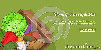 Home vegetables banner horizontal, cartoon style Vector Illustration