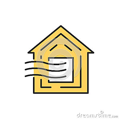 Home ventilation color line icon. Editable stroke. Vector Illustration