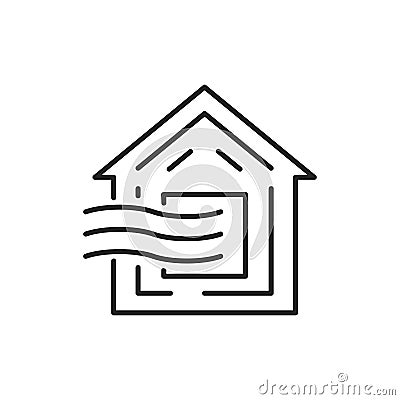 Home ventilation color line icon. Editable stroke. Vector Illustration