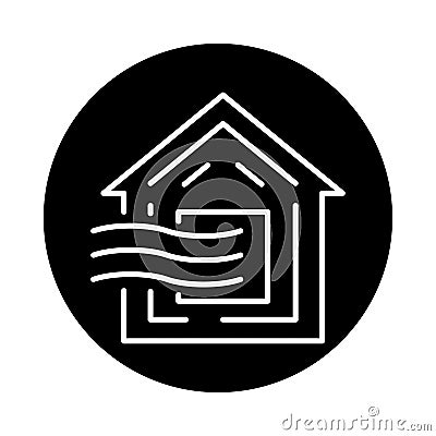 Home ventilation color line icon. Editable stroke. Vector Illustration