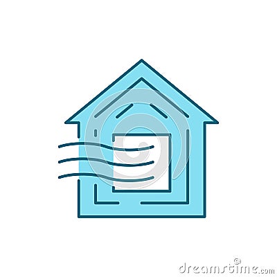 Home ventilation color line icon. Editable stroke. Vector Illustration