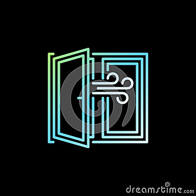 Home Ventilation outline colorful icon - Open Window vector concept symbol Vector Illustration