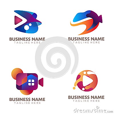 Home Video Production logo and icon design Vector Illustration