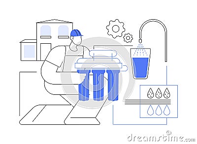 Home water filtration system abstract concept vector illustration. Vector Illustration