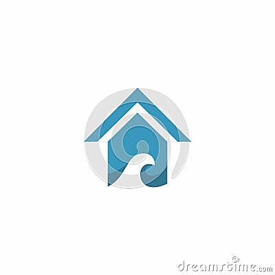 Home Wave Logo. Home Cleaning Logo Design Vector Illustration