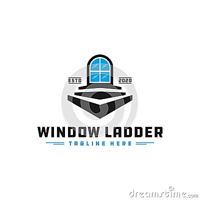 Home Window Staircase Logo Vector Illustration