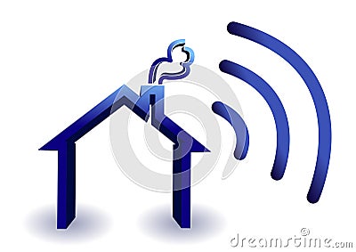 Home wireless connection Cartoon Illustration