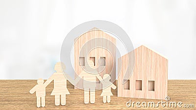 The home wood toy on table for property or real estate business 3d rendering Stock Photo