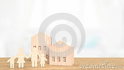 The home wood toy on table for property or real estate business 3d rendering Stock Photo