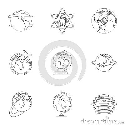 Home world icons set, outline style Vector Illustration